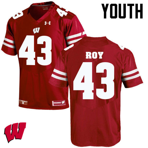 Youth Wisconsin Badgers #43 Peter Roy College Football Jerseys-Red - Click Image to Close